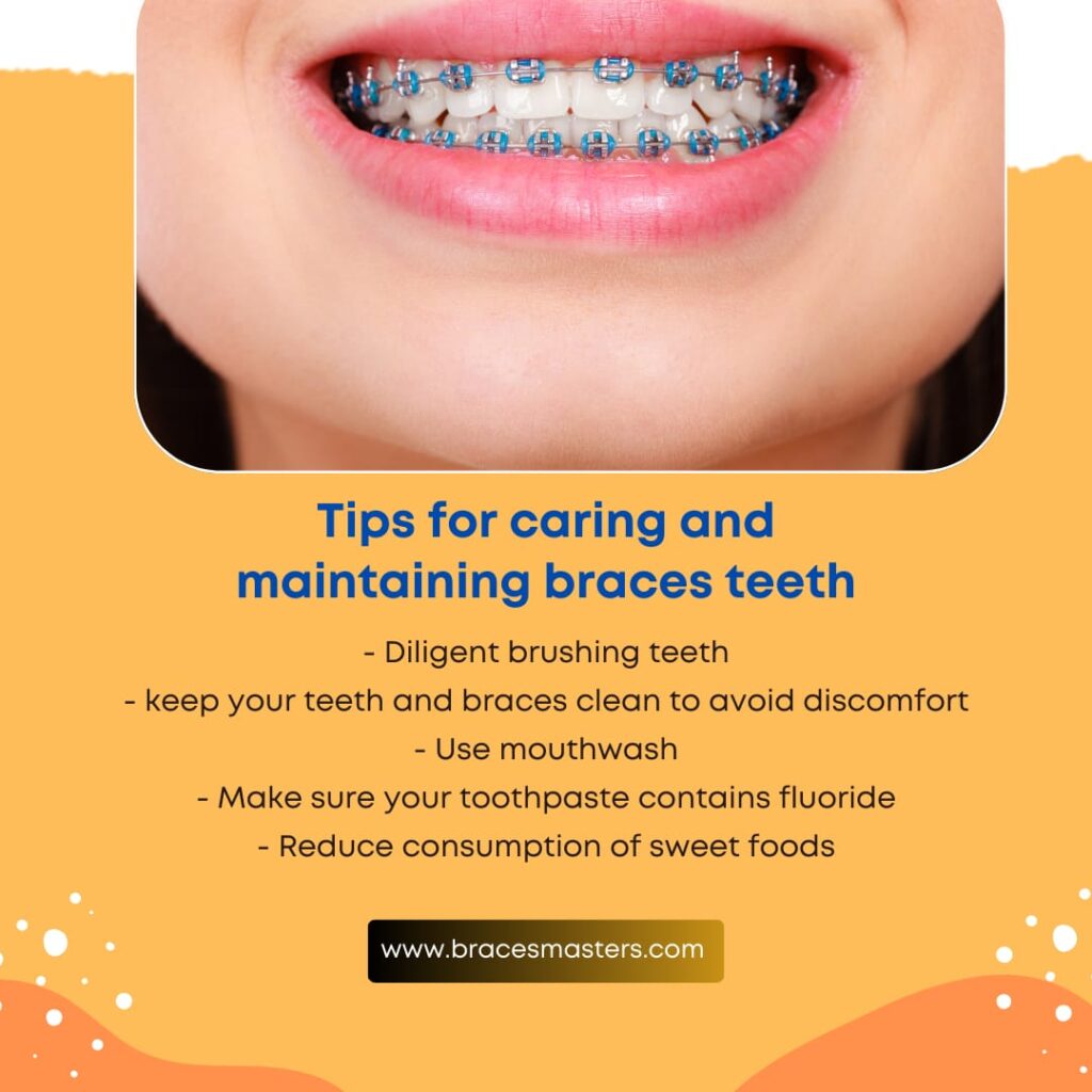 there is a chart with a photo of a girl wearing braces at the top and some tips on carrying and maintaining braces below if do braces hurt.